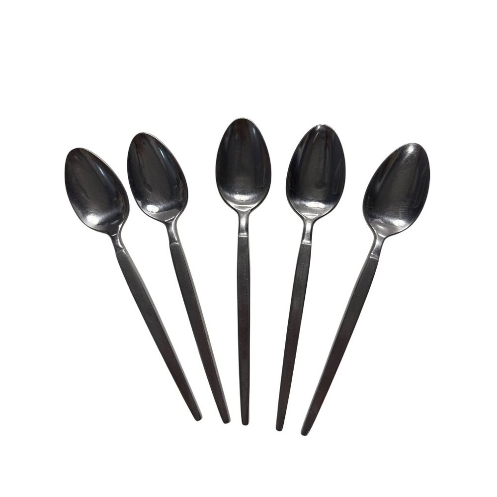 Vintage SRI Astro by Stanley Roberts Japan Stainless Steel Soup Spoons Set Of 5